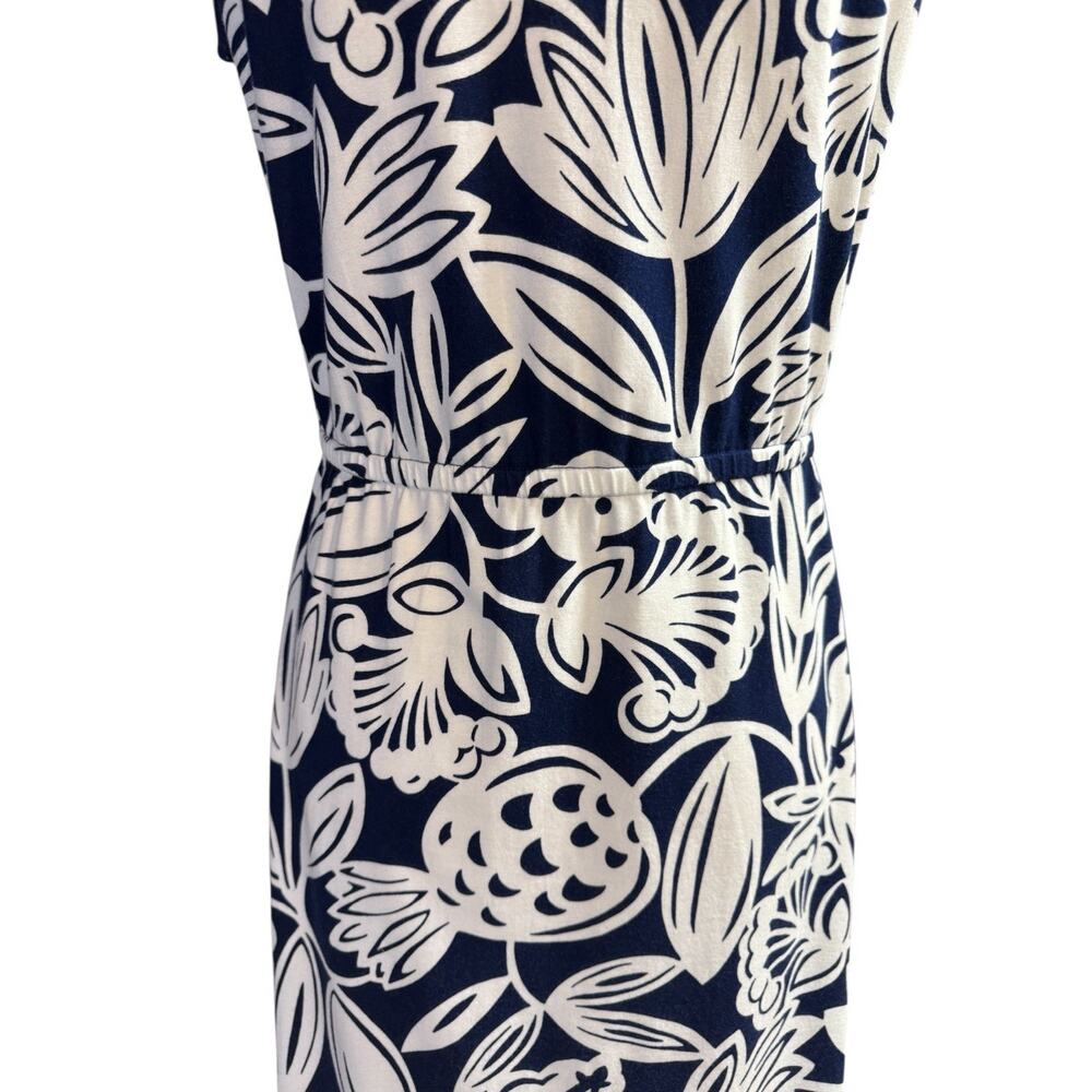 Talbots Dress Faux Wrap Maxi Tank Blue White Botanical Medium Petite Cotton Knit - Picture 9 of 16